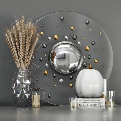 现代花瓶花艺 干花 罐子 花瓶 装饰镜